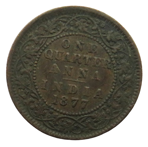 1877 Queen Victoria India 1/4 Quarter Anna Coin