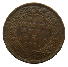 Load image into Gallery viewer, 1877 Queen Victoria India 1/4 Quarter Anna Coin
