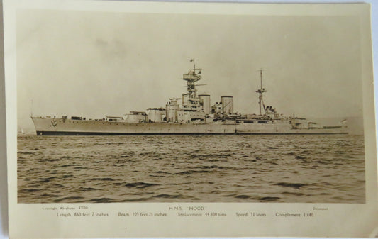 Antique Postcard of H.M.S. Hood