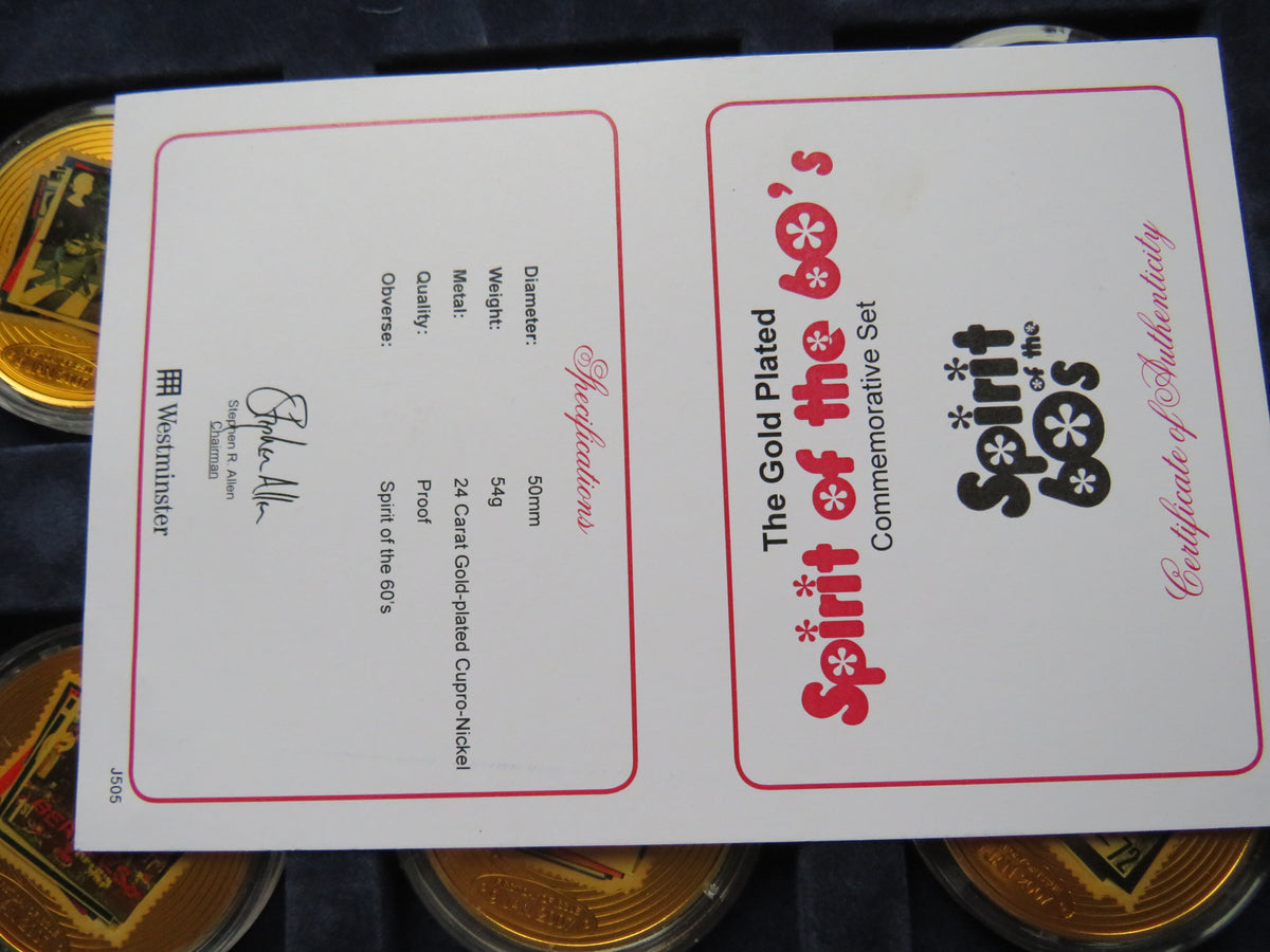 The Gold Plated Spirit of the 60's Commemorative Coin / Medal Set "The Beatles"