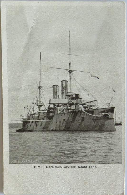 Antique Postcard of H.M.S. Narcissus, Cruiser, 5600 Tons