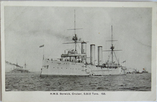 Antique Postcard of H.M.S. Berwick, Cruiser, 9800 Tons