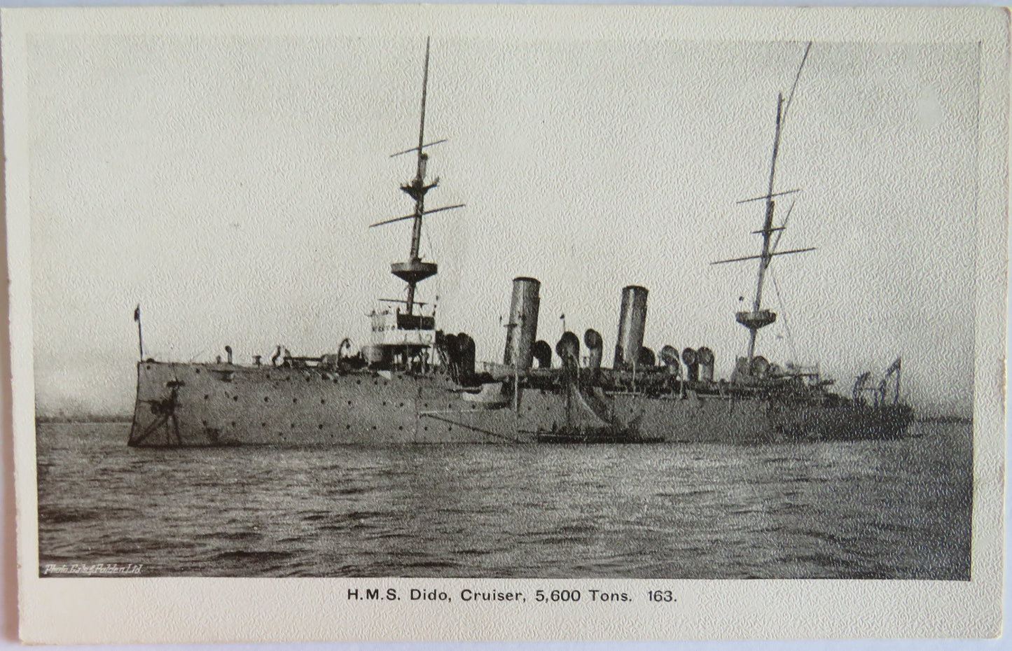 Antique Postcard of H.M.S. Dido, Cruiser, 5,600 Tons