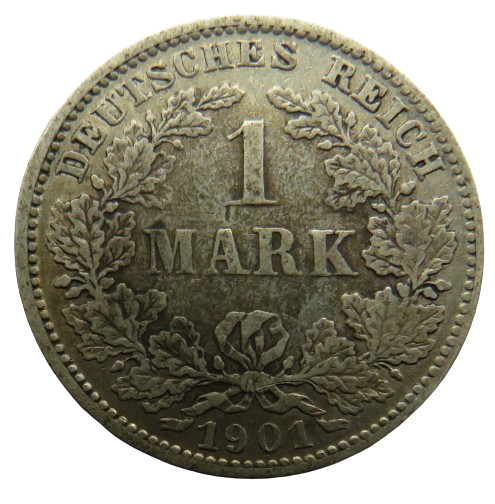 1901-J Germany Silver One Mark Coin