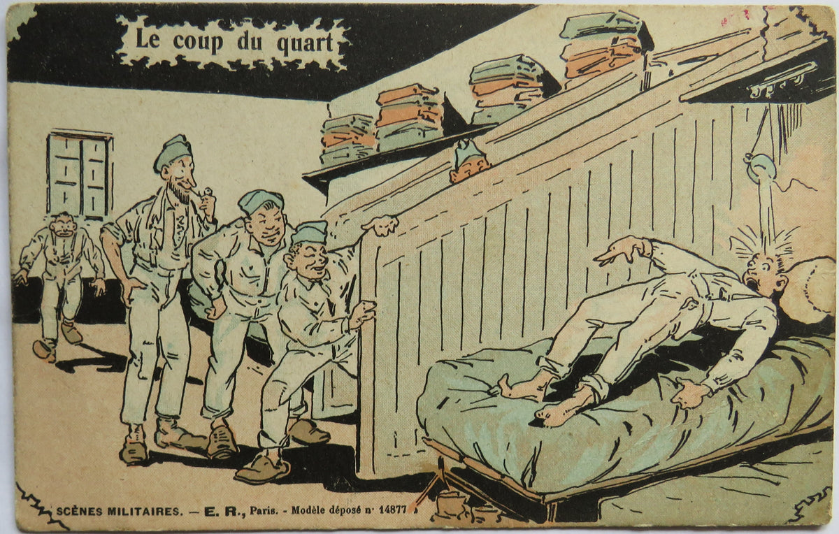 Vintage Postcard of Le coup du quart, Scenes Militaires - E. R. Paris