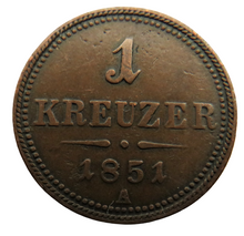 Load image into Gallery viewer, 1851-A Austria One Kreuzer Coin
