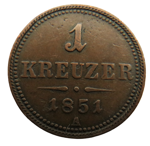 1851-A Austria One Kreuzer Coin