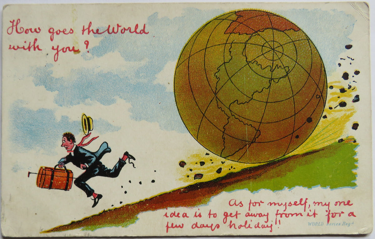 Vintage Postcard of How Goes the World With You? 1908, World Series