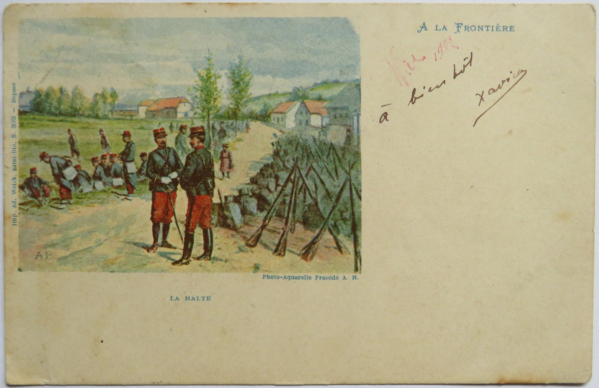 Vintage Postcard of A La Frontiere, 1902