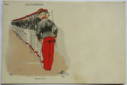 Vintage Postcard of Alignement, Sortez le 6! Guillaume image 1