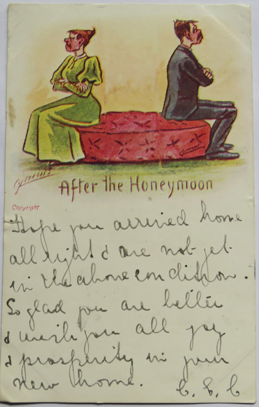 Vintage Postcard of "After the Honeymoon" image 1