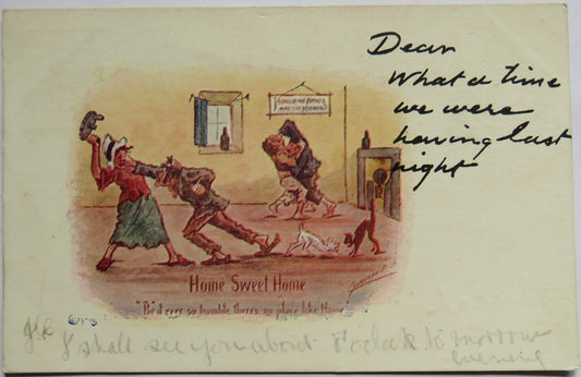 Vintage Postcard of "Home Sweet Home", Comedy Postcard, 1905 image 1
