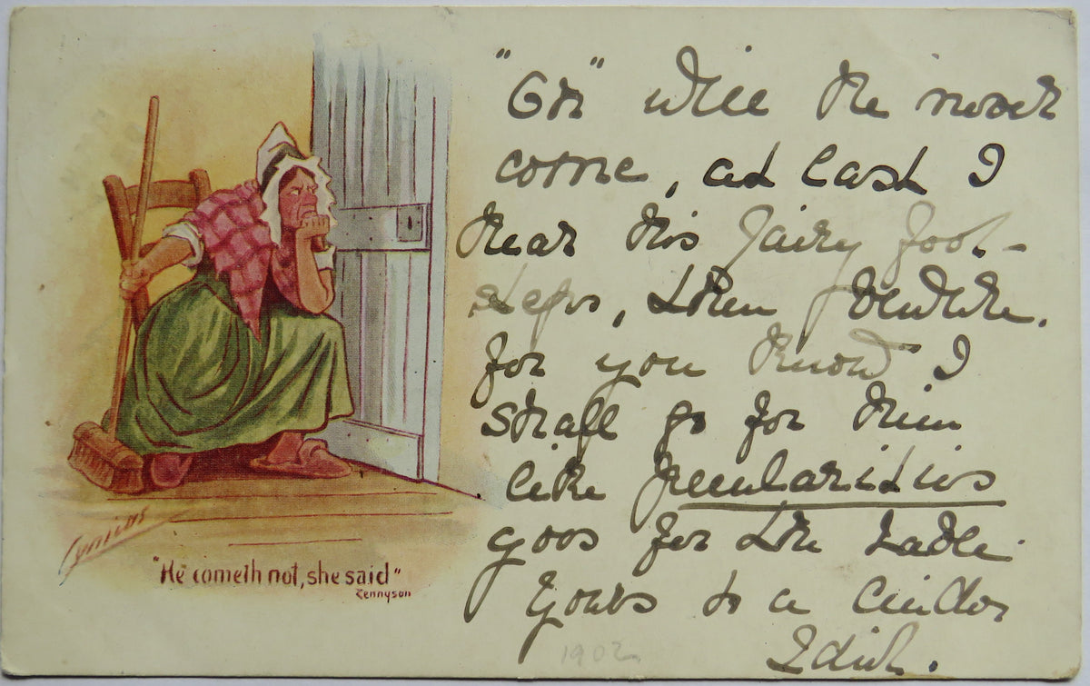 Vintage Postcard of "He Cometh Not, She Said", 1902