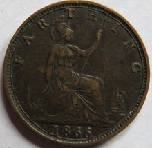 Load image into Gallery viewer, 1866 Queen Victoria Farthing Coin - Great Britain
