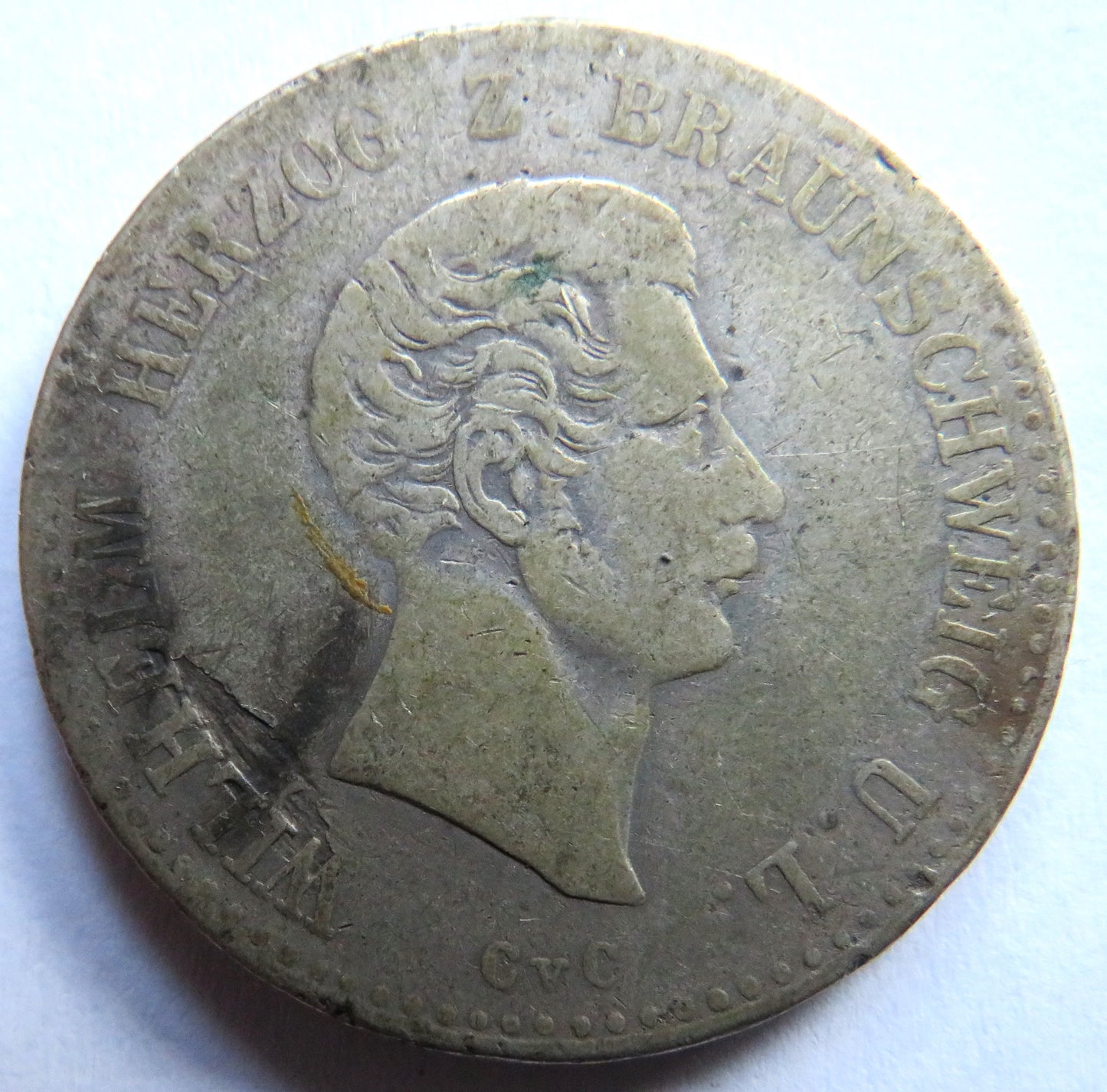 1840 German States Brunswick-Wolfenbuttel Silver 1 Thaler Coin