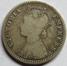 Load image into Gallery viewer, 1890 Queen Victoria India Silver 1/4 Quarter Rupee Coin
