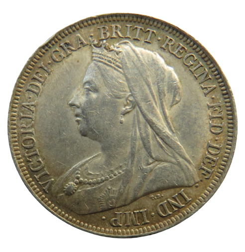 1900 Queen Victoria Silver Shilling Coin In Higher Grade