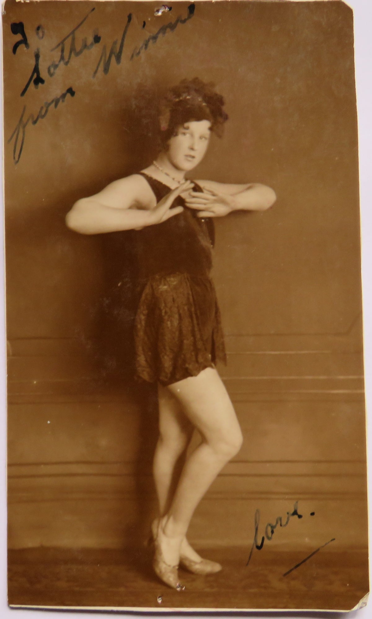 Vintage Postcard of Theatrical Dancer, Signed Postcard by Winnie