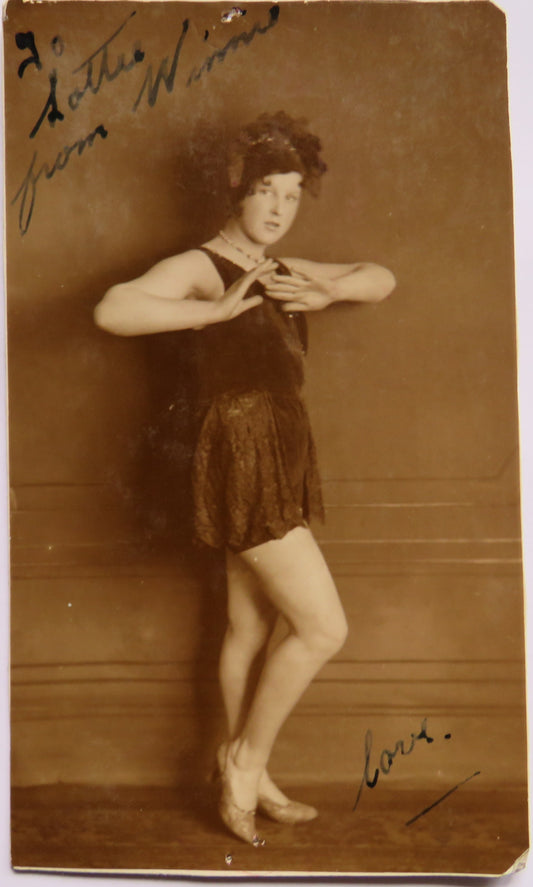 Vintage Postcard of Theatrical Dancer, Signed Postcard by Winnie image 1