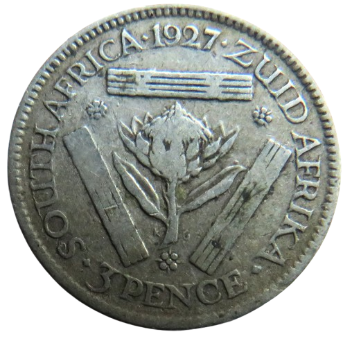 1927 King George V South Africa Silver Threepence Coin