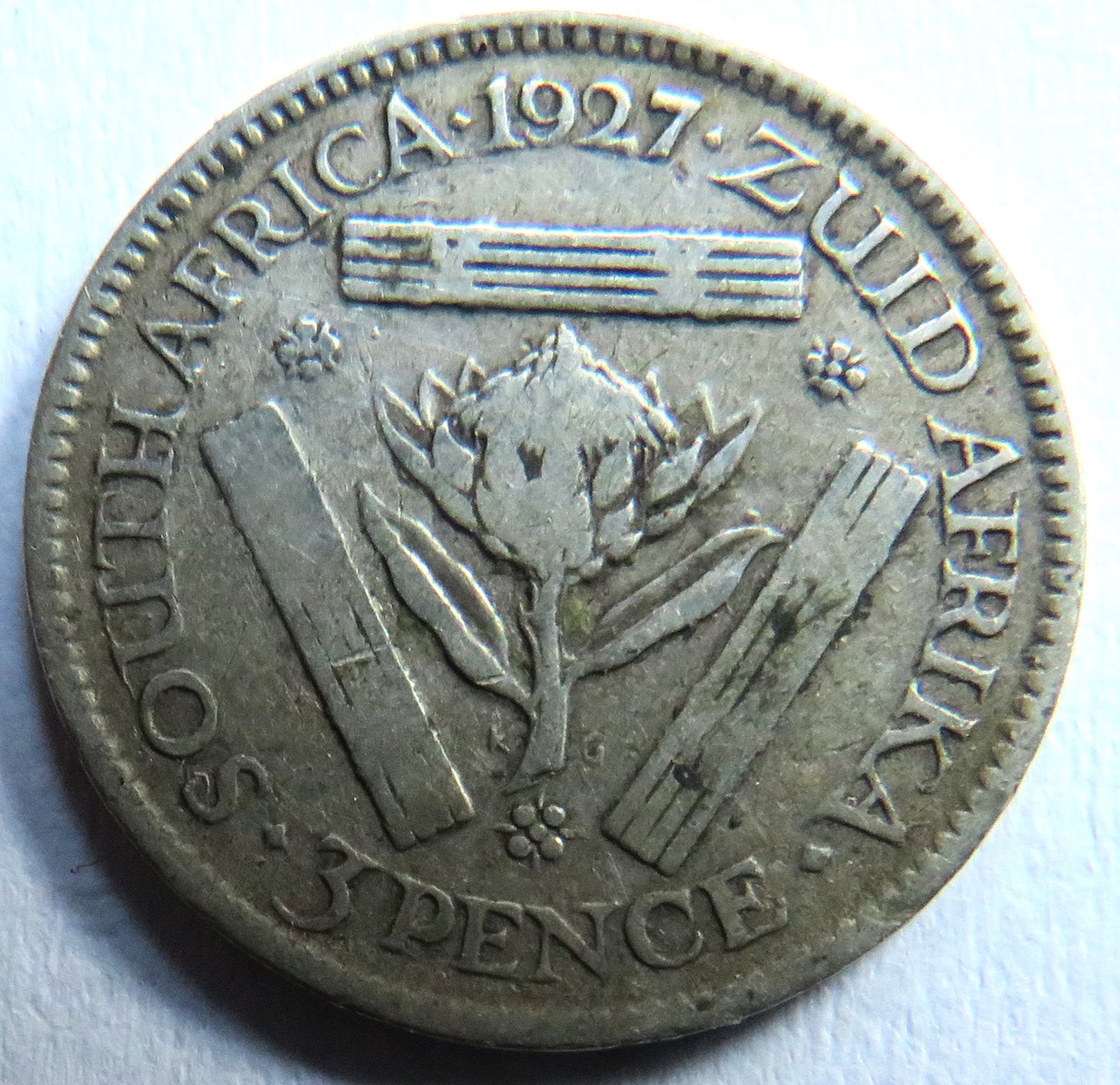1927 King George V South Africa Silver Threepence Coin