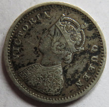 Load image into Gallery viewer, 1874 Queen Victoria India Silver 2 Annas Coin Key Date
