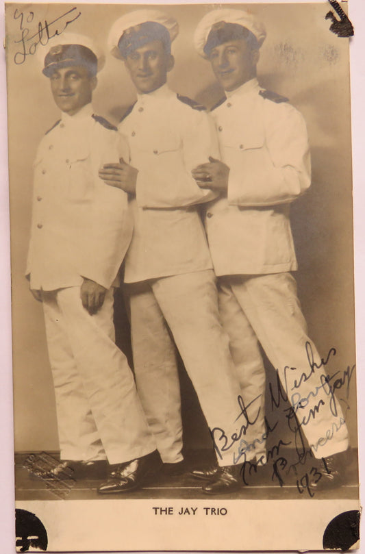 Vintage Postcard of The Jay Trio, Signed Postcard image 1