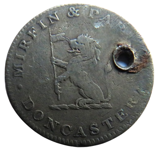 1812 Doncaster Mirfin & Parker Silver Sixpence Token (Holed)
