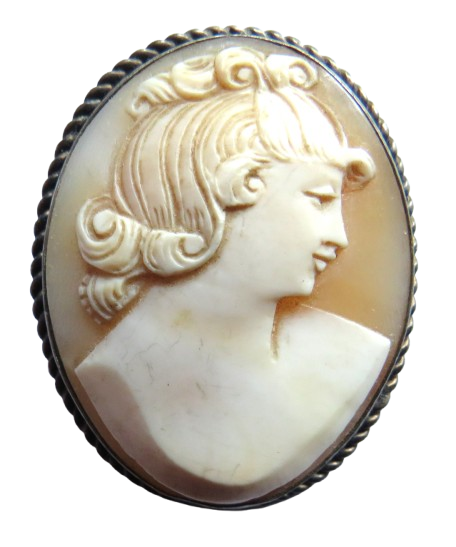 Vintage Silver & Cameo Ladies Brooch