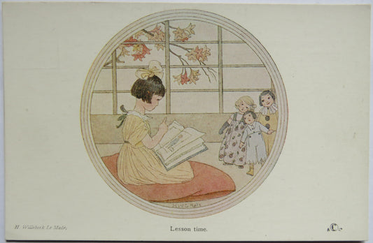 Vintage Postcard of Lesson Time, H. Willebeck Le Mair image 1