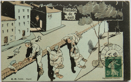 Vintage Postcard of Baliade de nuit, E. R. Paris, 1908 image 1