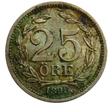 Load image into Gallery viewer, 1898 Sweden Silver 25 Ore Coin
