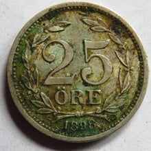 Load image into Gallery viewer, 1898 Sweden Silver 25 Ore Coin
