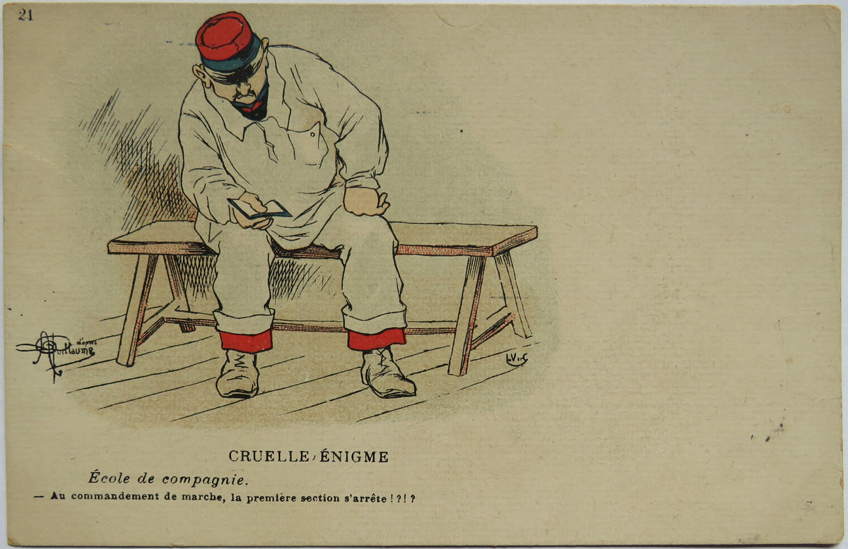 Vintage Postcard of Cruelle Énigme École De Compagnie Au Commandement, Guillaume