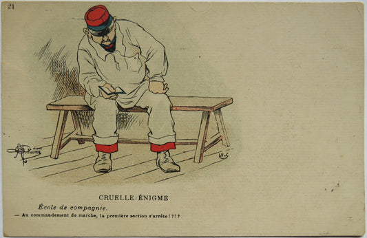Vintage Postcard of Cruelle Énigme École De Compagnie Au Commandement, Guillaume image 1