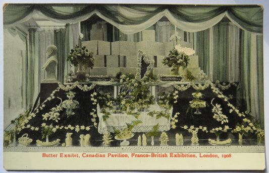 Vintage Postcard of Butter Exhibit, Canadian Pavilion, London 1908