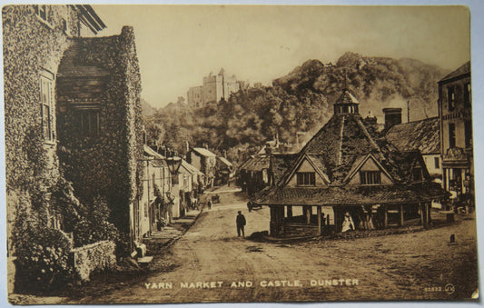 Vintage Postcard of Yarn Market and Castle, Dunster