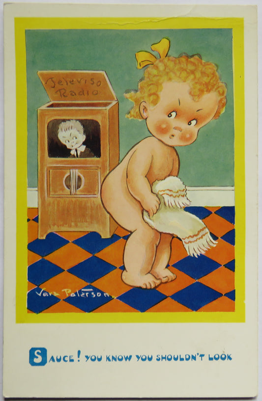 Vintage Postcard by Artist Vera Paterson of Sauce! You Know You Shouldn't Look, 1961 image 1