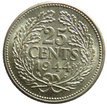 Load image into Gallery viewer, 1944-P Netherlands Silver 25 Cents Coin In High Grade
