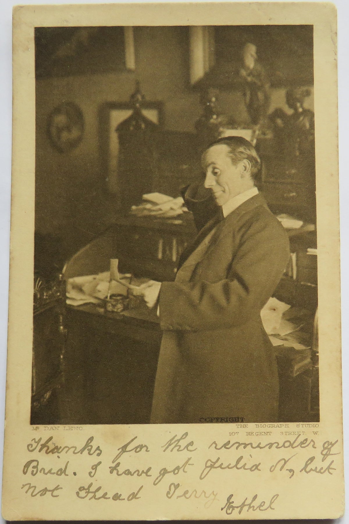 Vintage Postcard of Dan Leno, Comedian & Performer, 1903