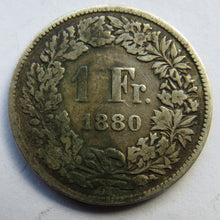 Load image into Gallery viewer, 1880 Switzerland Silver One Franc Coin
