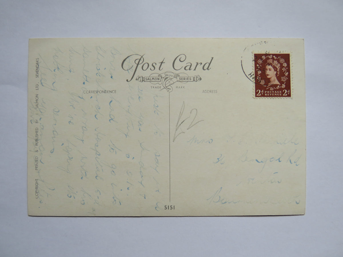 Vintage Postcard by Artist Vera Paterson, I've Got My Bag Packed So You Can Expect Me Soon, 1955