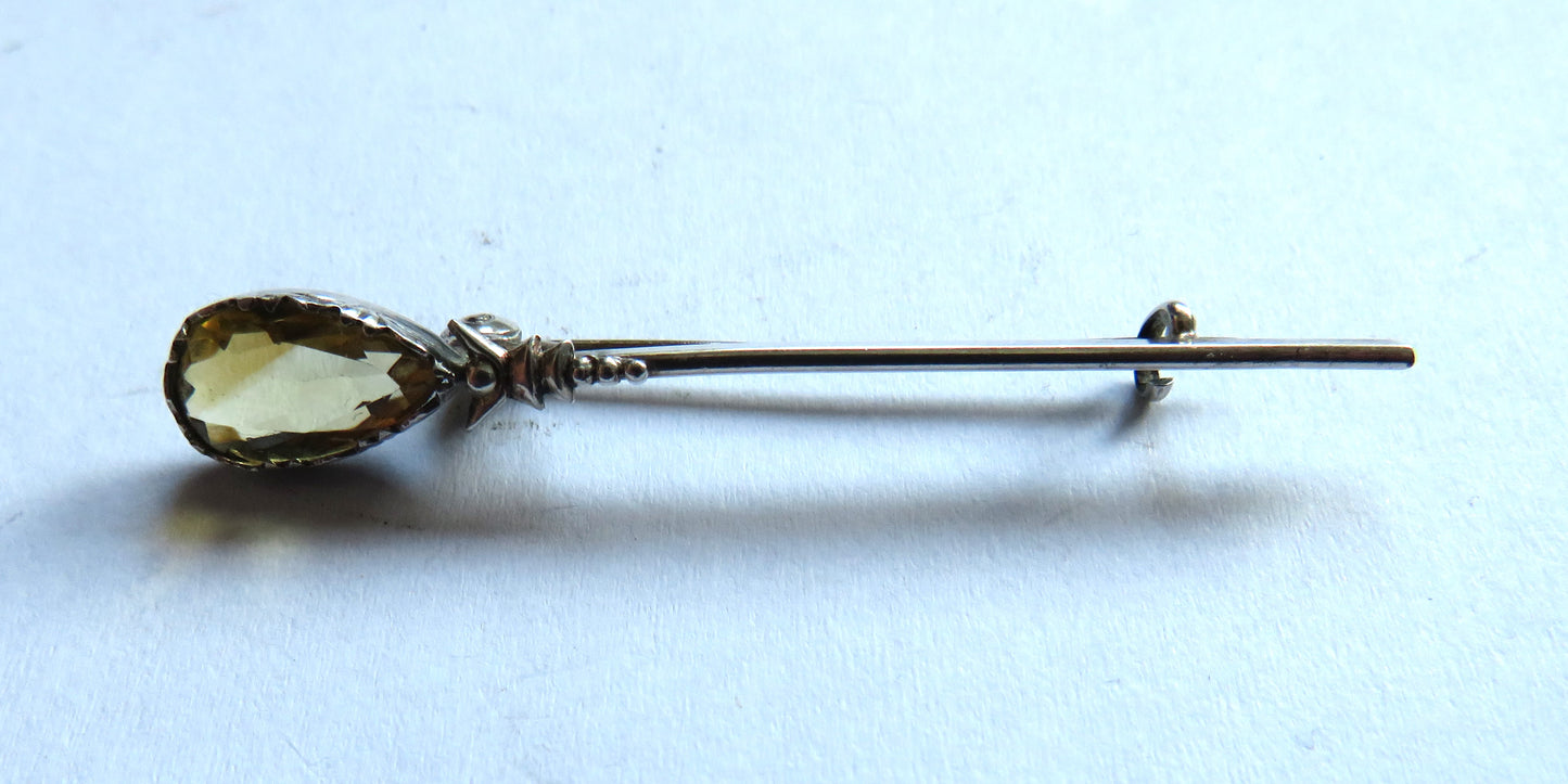 Nice Vintage Silver & Citrine Brooch