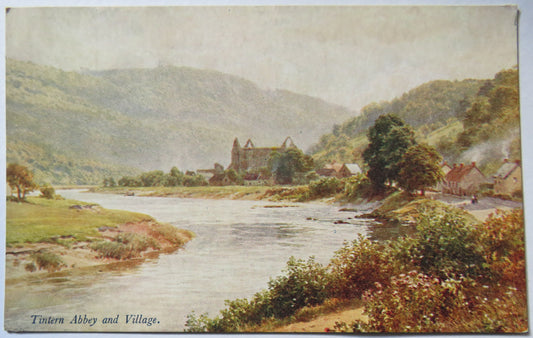 Vintage Postcard of Tintern Abbey and Village