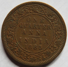 Load image into Gallery viewer, 1885 Queen Victoria India 1/4 Quarter Anna Coin
