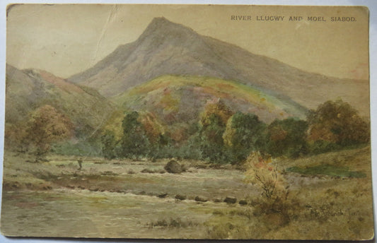 Vintage Postcard of River Llugwy and Moel Siabod