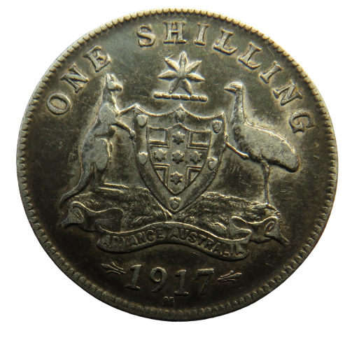 1917-M King George V Australia One Shilling Coin