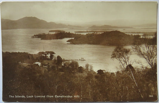 Vintage Postcard of The Islands, Loch Lomond (from Camstraddon Hill)