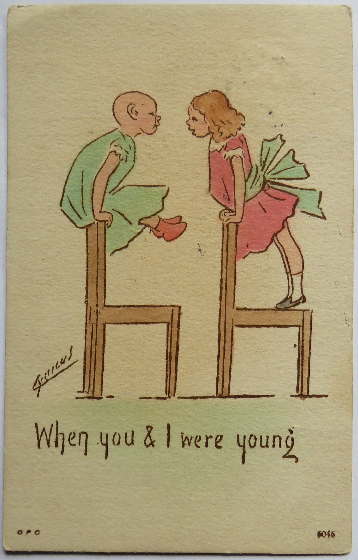 Vintage Postcard of "When you & I were young" 1905