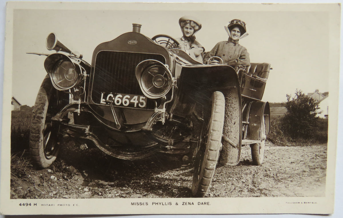 Vintage Postcard of Misses Phyllis & Zen Dare, 1907, Rotary Photo 4494